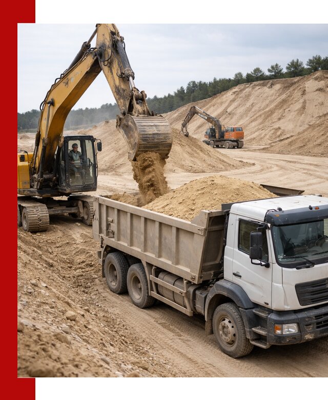 Доставка карьерного песка с самосвалами и разгрузкой в Аксае