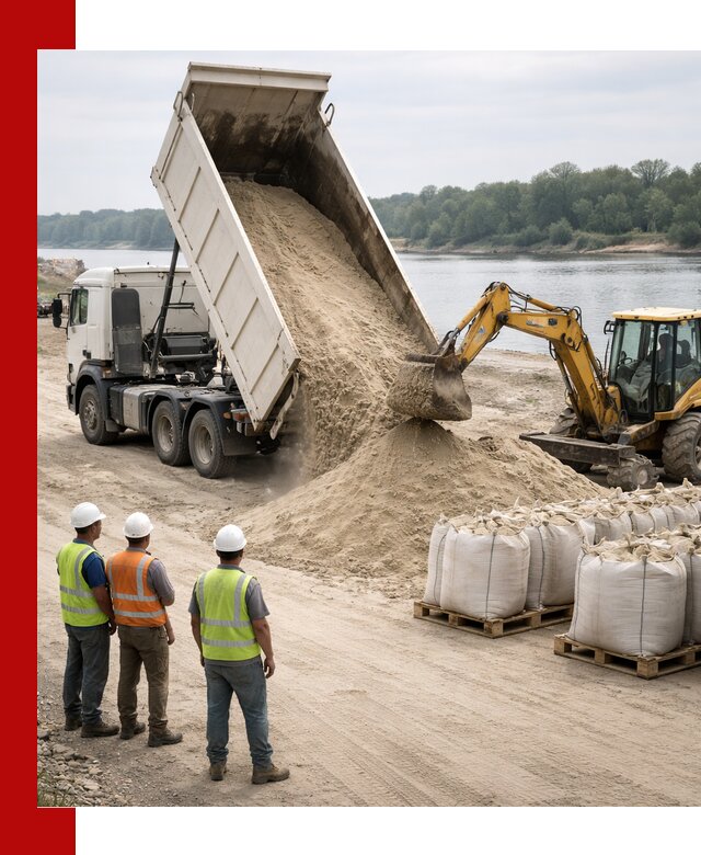 Доставка речного песка в Аксае самосвалами и погрузкой