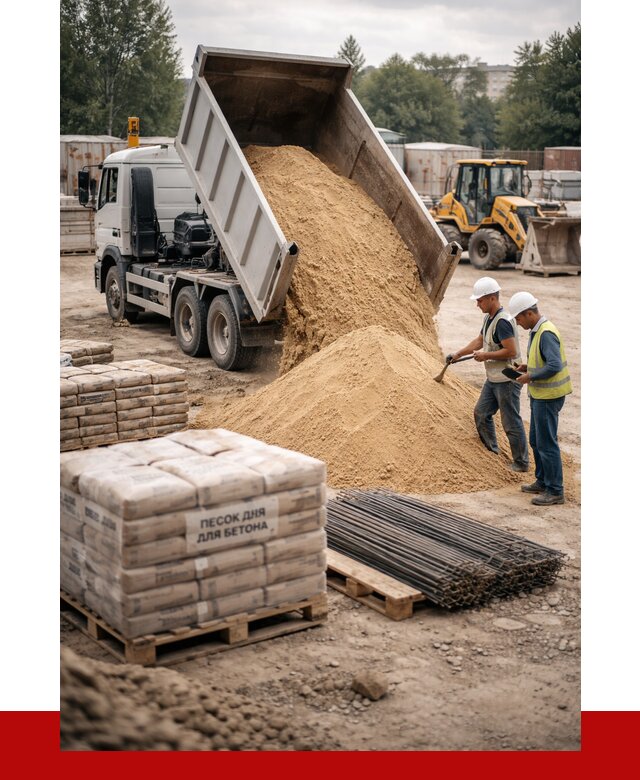 Песок для бетона в Аксае от 2539 р. с доставкой, ПРОНЕРУДАкс