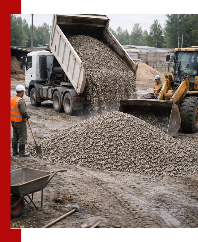 Мытый гравий с доставкой в Аксае от карьера до участка