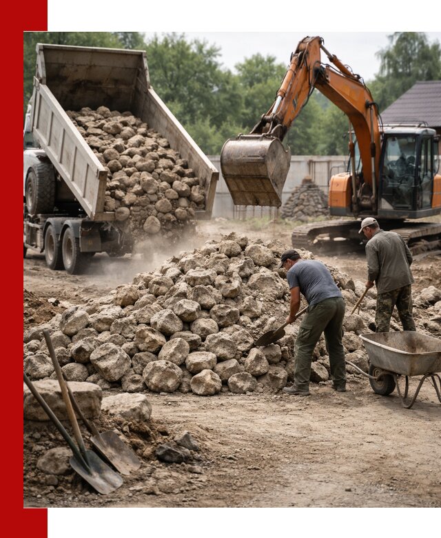 Доставка и разгрузка бутового камня в Аксае