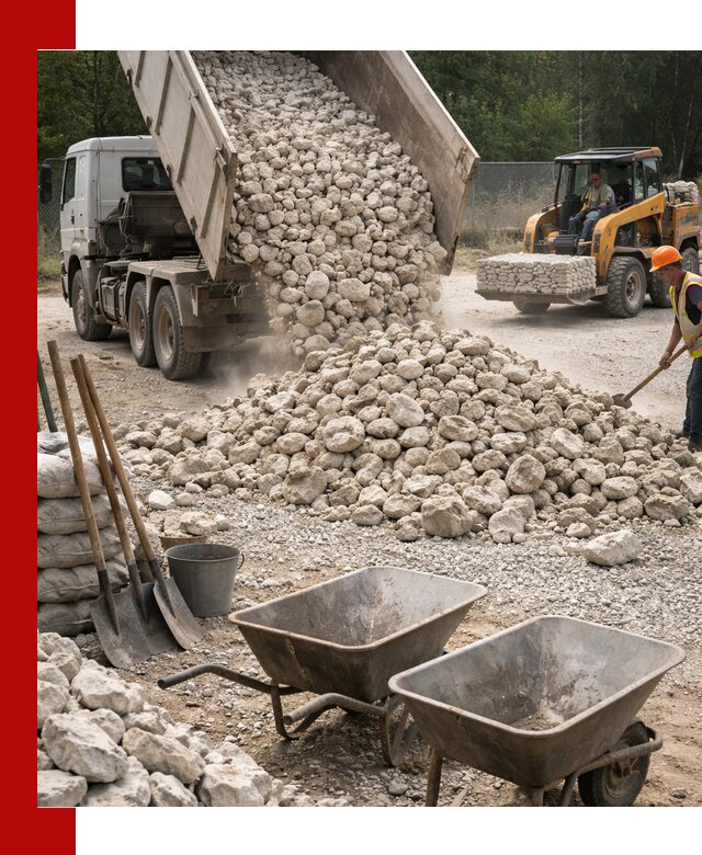 Доставка и продажа бутового известнякового камня в Аксае