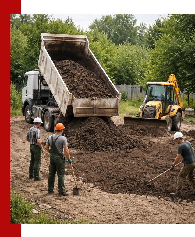 Доставка и укладка грунта для выравнивания участка в Аксае