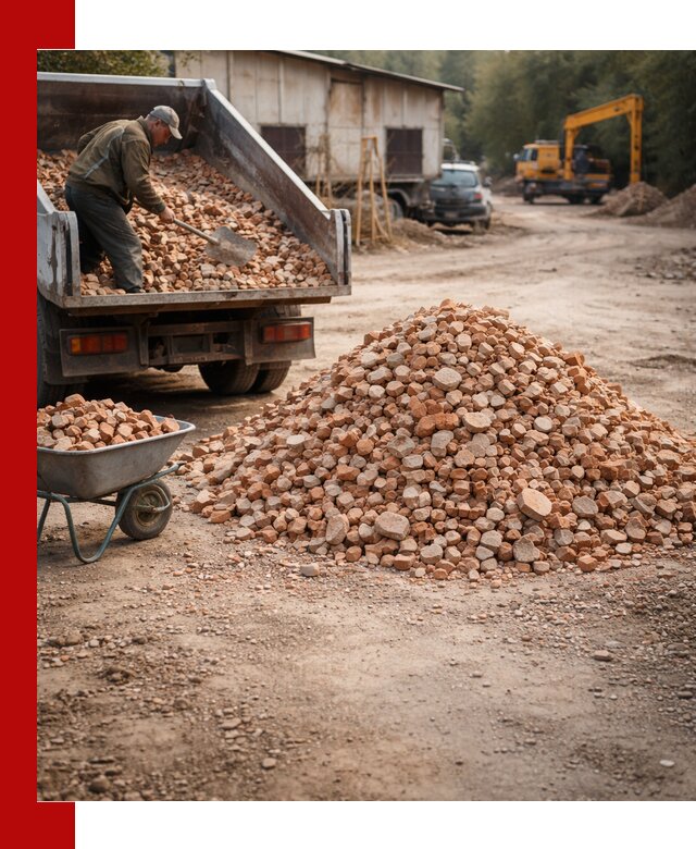 Доставка и подушка из боя кирпича с разгрузкой в Аксае