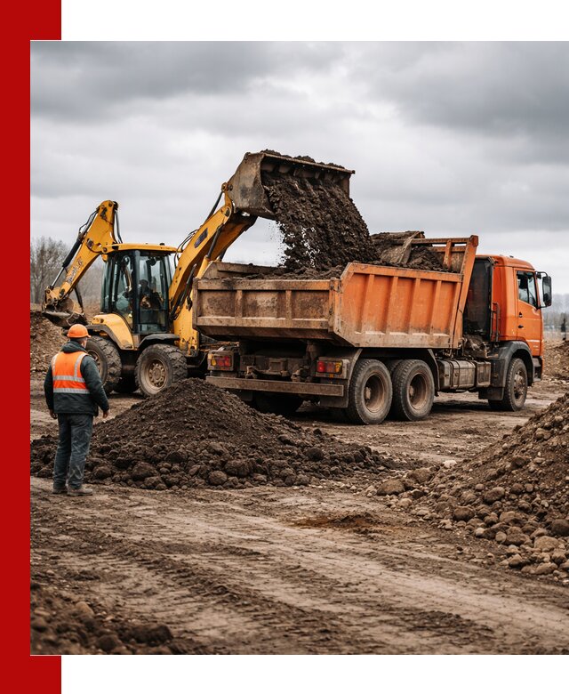 Вывоз грунта и строительного мусора в Аксае грузовыми самосвалами